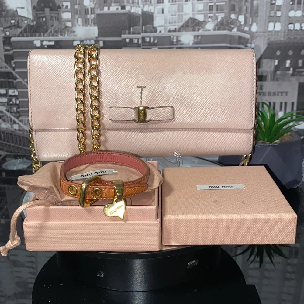 Authentic Ferragamo Wallet and Miu Miu Bracelet